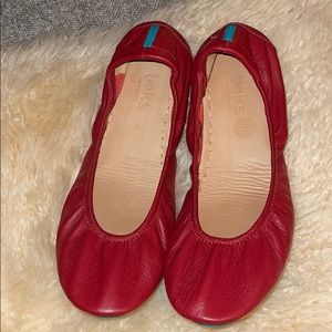 Red leather Tieks size 9